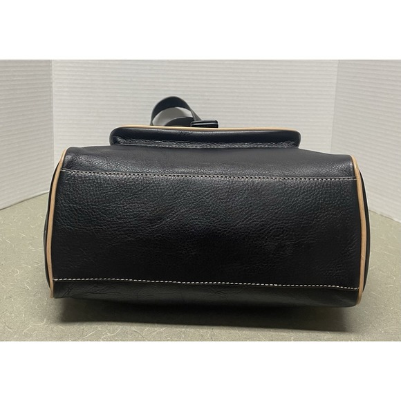 Vtg Marc Jacobs Black Leather Contrast Piping Shoulder Handbag D Ring Buckle Y2K